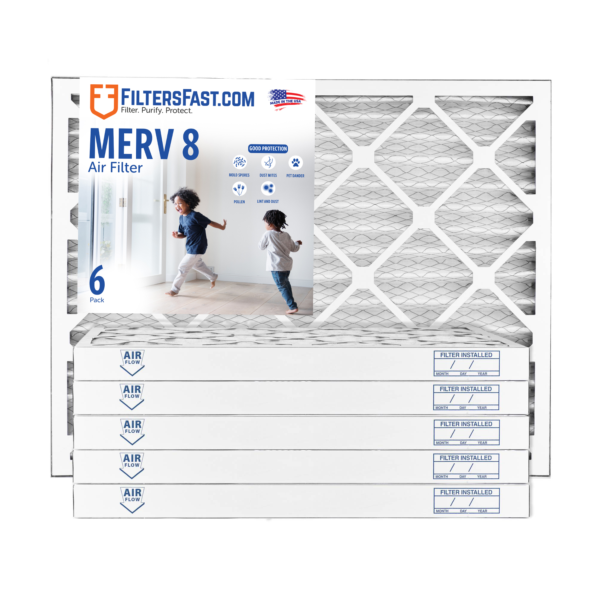 2" MERV 8 Furnace & AC Air Filter by Filters Fast® - 6-Pack