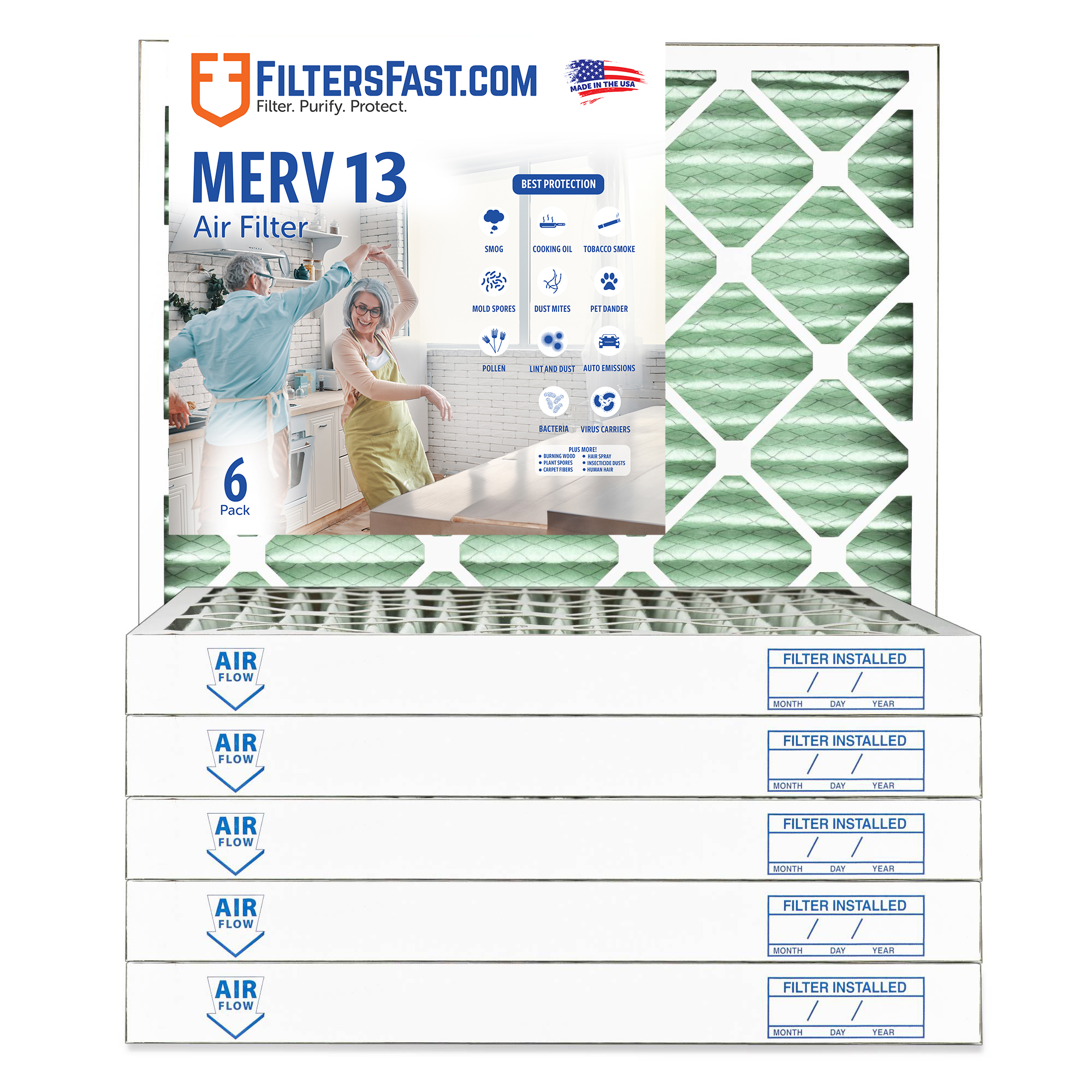 2" MERV 13 Furnace & AC Air Filter by Filters Fast® - 6-Pack